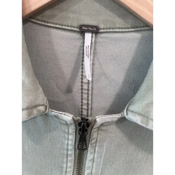 Free People Lennox Denim Utility Jumpsuit Army Green Size S - Picture 8 of 16